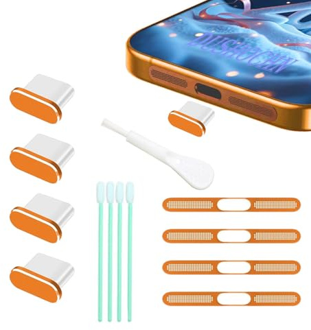 Celblisora Paquete de 4 tapones antipolvo USB C para puerto USB C, cubierta de enchufe de puerto de carga tipo C con cubierta antipolvo para altavoz, accesorios de teléfono para iPhone 17 Pro Max, USB