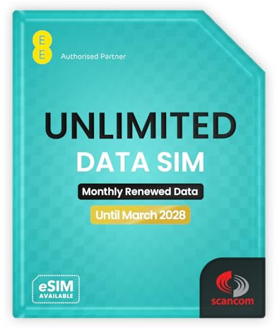 EE Unlimited Data SIM – Uncapped 5G Speeds – No Contract – Preloaded Until 4th March 2028 – Plug & Play Broadband for Routers & Phones