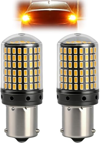 Snugloo 2 Pack PY21W 581 LED Indicator BAU15S 1156 Bulbs Amber, 12‑24V Waterproof Turn Signal Lights, 2800LM Super Bright 144SMD 3014, Front Rear Blinkers for Most Vehicles