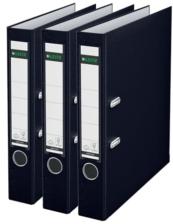 Leitz 310345195 Classeur 180A Format A4 Dos étroit Plastique Noir Lot de 3 (Import Allemagne)