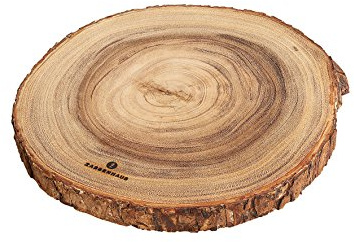 Zassenhaus Naturligt bark akaciaträ rund servering och ostbräda, 31,8 cm, brun