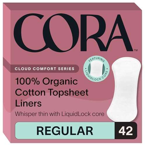 Cora 100% Organic Cotton Topsheet Period Liners (42 Regular Period Liners)