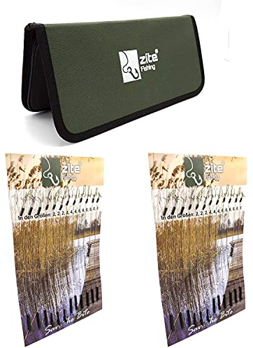 Zite Karpfen-Angelzubehör Set: Rig-Wallet inklusive 24 Boilie-Rigs in 4 Größen, Schwarz, 30 cm