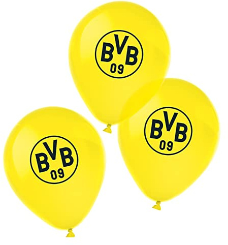 Amscan 9908533 - Luftballons BVB, 6 Stück, Größe 27,5 cm / 11, Borussia Dortmund, aus Latex, Dekoration, Fußball, Party, Fan, Geburtstag, Schwarz-gelb
