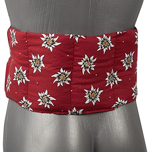 Coussin aux graines de groseille à 7 compartiments avec sangles - 65x15 cm - utilisable à chaud & compresse froide - pour dos, ventre et reins - fleur d'edelweiss