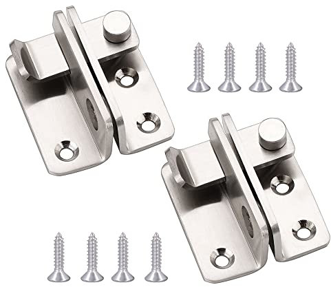 CEEYSEE 2 Paia Acciaio Inox Latch Gate Hasp Antifurto Chiavistelli Scorrevoli In Acciaio Spazzolato Finitura Lucchetto Antifurto,Per Mobili Porta Finestra,Con Viti Per (YMK)