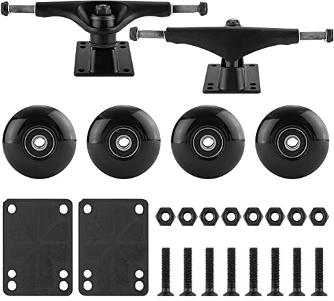 TLHB Skateboard Truck,Skateboard Wheels 52mm Suitable for Beginners,Fits 7.5-8 Deck，Skateboard Bearings,Skateboard Pads,Durable Skateboard Hardware Combo Starter Kit-Black
