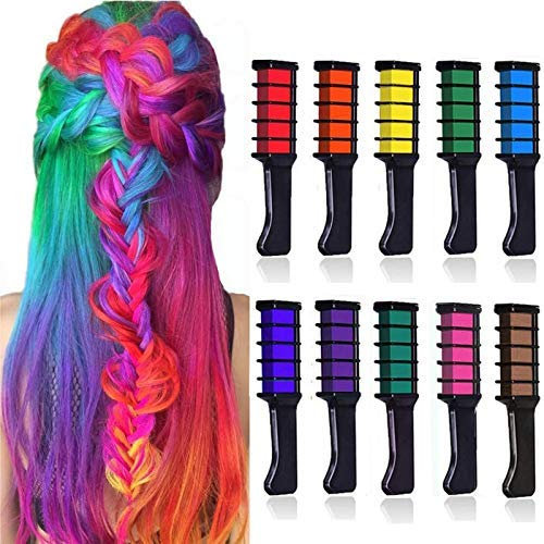 Haarkreide Für Mädchen6 Farben Haarkreide Kamm,Temporär Haarfarbe Kreide Kamm Auswaschbar Mit Handschuhe Und Schal Für Geschenk DIY Cosplay Für Karneval Weihnachten Halloween Geburtstag Partys