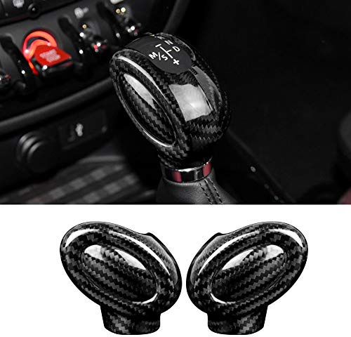 KUNGKIC Kohlefaser Auto-Schaltknauf-Abdeckung Carbon Fiber Gear Shift Knob Cover accessories für Mini Cooper F54 F55 F56 F57 F60 Countryman zubehör innenraum Schwarz