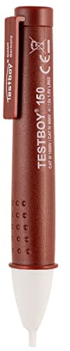 Testboy 150 berührungsloser Spannungstester ab 12 V AC mit optischer Anzeige (Voltdetektor, kapazitives Messverfahren, inkl. LED- Taschenlampe, CAT III 1000 V, ABS-Kunststoffgehäuse), Rot