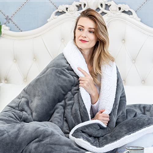 CHOSHOME Coperta Pile Doppio Strato Vello, Coperta Calda e Confortevole Coperta Divano Super Caldo Morbida Plaid Divano Super Morbida 220x240CM Grigio