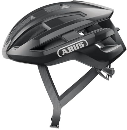 ABUS Rennradhelm PowerDome - leichter Fahrradhelm mit cleverem Belüftungssystem und aerodynamischem Profil - Made in Italy - für Damen und Herren - Schwarz Glänzend, Größe M