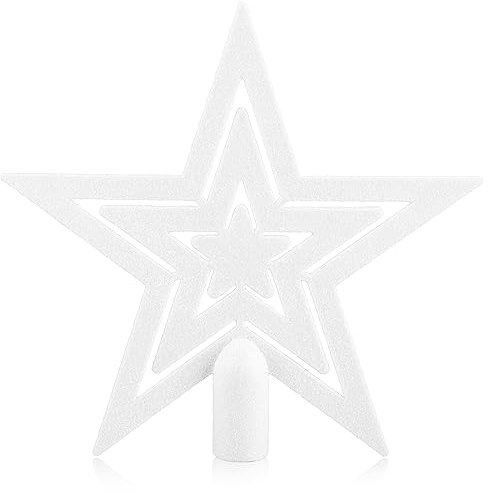 COM-FOUR® Stella glitterata per albero di Natale - Decorazione a stella per albero di Natale - Decorazione per albero di Natale per qualsiasi decorazione per albero - Stella di Natale infrangibile