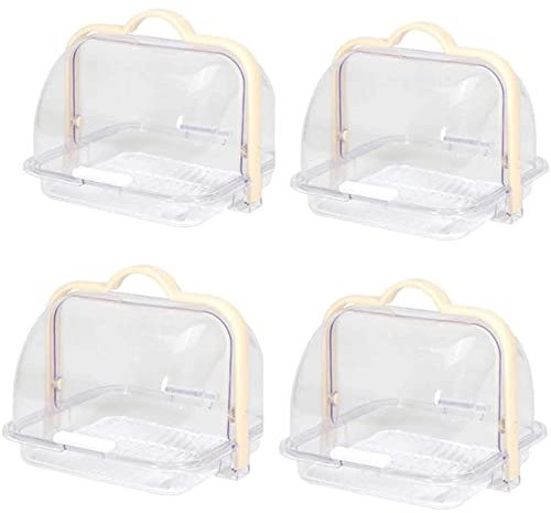 OLOTU Sellado Panera de plástico Transparente, panera con Tapa Enrollable, Soporte de Pan Multifuncional, contenedor de Almacenamiento de Alimentos con asa Natural