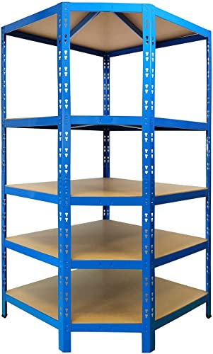 Karat Scaffale portaoggetti per carichi pesanti per Garage, Cantina, Atelier - Scaffale a griglia - Mensola angolare - Mensola per pneumatici (ripiano angolare blu, 180 x 90 x 42 x 60 cm)