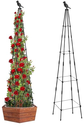 165cm mymulike classement Jardin auxiliaire – Treillis obélisque Treillis décoratif à âme métallique pour Plantes grimpantes, Objets décoratifs – Jardin, Serre, Cour et Salon
