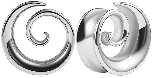 Vankula Ohr Flesh Tunnel Saddles Plug Spirale Edelstahl für Gestreckte Expander Ohrpiercing 8mm bis 25mm