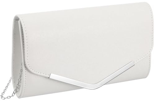 Gatuida Abendtasche Damen Weiß Clutch Bag Mit Kette Glitzer Umschlagtasche Für Hochzeit Party Bankett Und Cocktail 24.00 X 14.00 X 5.00 cm Für Telefon Geldbörse Und Karten