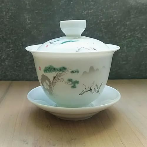 SELCOA Juego de té de cerámica Gaiwan Kungfu, tazón de té Grande, platillo, Tetera casera, Ceremonia del té
