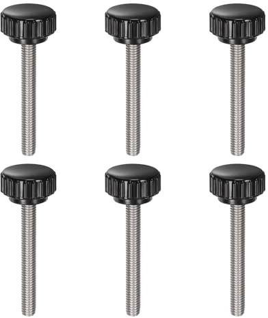 QUARKZMAN 6 Stück Rändelschraube mit Gewinde M6 x 45mm x 22mm Edelstahl 304 | Rundkopfschraube, Rundgriffbolzen Klemmknöpfe 22mm Handknöpfe Daumenschrauben Spannschraube, Für Industrie Maschine