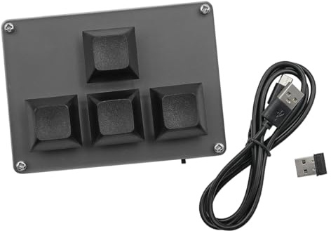 POFET Tastiera personalizzabile con retroilluminazione RGB wireless a 4 tasti, 2,4 G USB Bluetooth - Modalità di personalizzazione dei tasti, tasti sostituibili a caldo, ABS