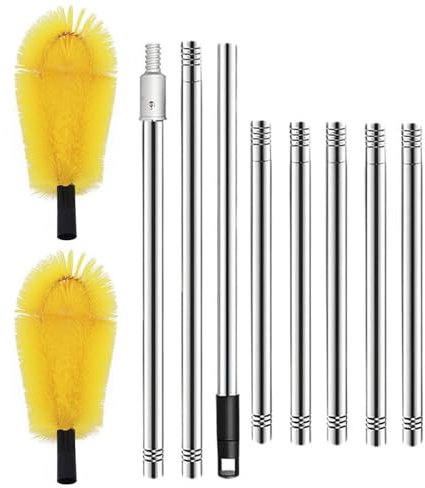 Gutter Cleaning Brush - Long Reach Gutter Cleaner With Flexible Head | 2.85 Meters Long Roof Gutter Cleaning Brush | Gutter Leaves Removal Brush | Gutter Cleaning Tool For Home Maintenance