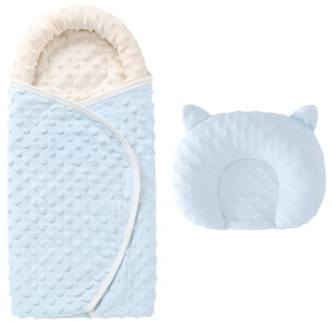 Valcatch Winter Baby Puckdecke für 0-6 Monate Neugeborene Bio-Baumwolle Polka Dot Atmungsaktiver Verstellbarer Swaving Sack Schlafsack mit Kissen für Baby Jungen und Mädchen
