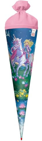 ROTH Motif School Cone, Magic Unicorn Rider, 70 cm, Round, Red Tip, Felt Closure, Glitter