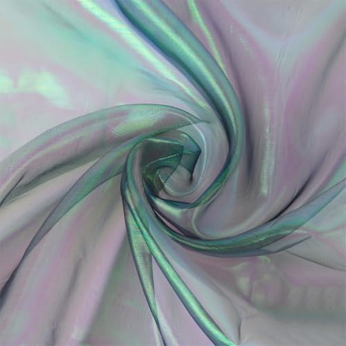 NBEADS 6m Organza-Stoff, 1.5m Breiter Solider Organza-Stoff für Brautkleider Magischer Gradient Organza Stoff Schillernder Holographischer Gaze-Stoff für Kleid Performance Bühne, Türkisblau