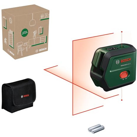 Bosch Laser lignes UniversalLevel 2 (croix laser avec point d'aplomb intégré pour un alignement précis et transfert d'application facile, dans boîte carton)
