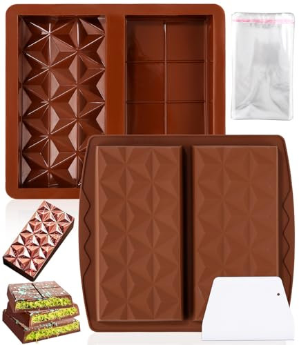 Bixury Molde de Silicona Extra Profundo para Chocolate y Caramelos, 2 Unidades, Sin BPA (Marrón Oscuro)