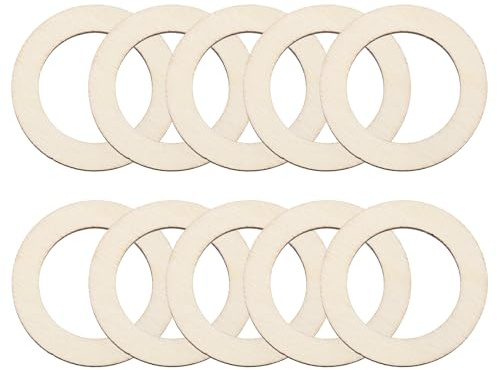 sourcing map Lot de 100 anneaux en bois brut de 3,1 cm - Rond et plat - Ornements en bois pour cadres, projets de bricolage, peinture, décoration d'intérieur