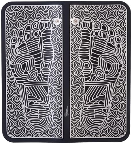 newgen medicals EMS Fussmassage: 4er-Set Akku-EMS-Fußmassagegerät, 8 Modi, 19 Intensitätsstufen (Fußmassage Matte, Massagegerät, Fuss Massager)