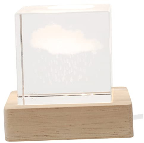 OSALADI Crystal Cube Nachtlicht Mit Holzsockel Romantische Tischlampe Für Stimmungsvolle Schlafzimmer Und Kinderzimmer Dekorativ Und