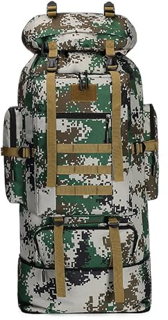 Zaino da trekking 100L zaino da campeggio, Daypack da Arrampicata, Impermeabile Zaino Tattico per le Donne Degli Uomini, Sport All'aperto Travel Daypack, Cinghie Regolabili (Mimetico)