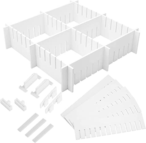 Tofficu Séparateurs De Tiroirs En Pp 47 Cm x 5 Cm 34 Pièces, Organiseur Polyvalent Modulable Clips De Fixation, Pour Rangement Maison Et Bureau