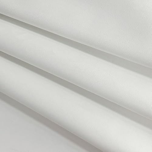 Konstläder tyg metervara, läderimitation 2 meter, mjukt PU-tyg för pyssel, perfekt för sätesskydd, väskor, soffor och stoppprojekt hemma – 200 x 160 cm (vit, 2 m (200 x 160 cm))