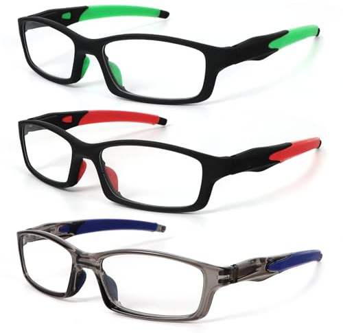 UVTQSSP 3er Pack Sport Lesebrille TR90 Rechteck Leicht Bequem und Flexibel Anti-Blaulicht Lesebrillen für Herren (3 Pack, 1.5, x)