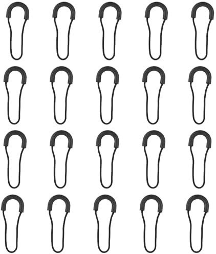 lasuroa 20 Piezas Tiradores Cremallera en Forma u Negra, Cordón de Reemplazo Universal para Mochilas Equipaje Chaquetas Bolsos y Equipo de Viaje Extensión Tiradores Cremallera Resistentes