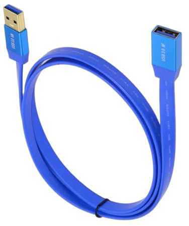 NFHK Ultra Flat Slim USB 3.0 Type-A Male to USB3.0 A Female Cable Extension Blue 5Gbps for Disk SSD Camera Data (30cm)