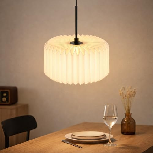 ZMH Hängelampe Esstisch Pendelleuchte Vintage - Hängeleuchte 1 Flammig | Papier Lampenschirm Esstischlampe Hängend G9 Weiß Pendellampe Origami Design für Wohnzimmer Schlafzimmer (ohne Leuchtmittel）