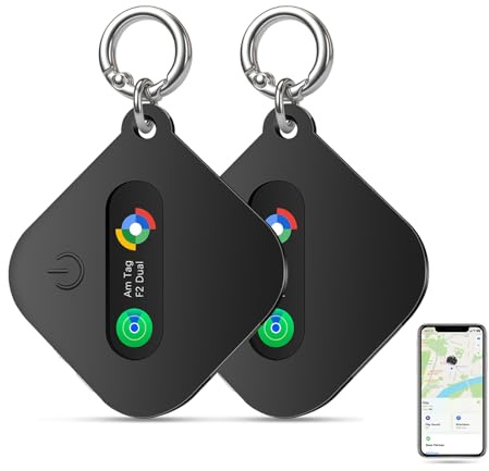 eMjollRay Dual System Bluetooth Tracker for iOS or Android-4 Packs, Compatible with Apple Find My (iOS) & Google's Find Hub(Android) for Smart Tracking Tag/Key Finder/Luggage Tracker/Item Locator