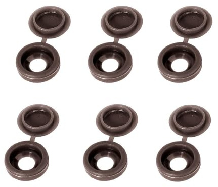 Meiyea 50 Pcs M4 Screw Covers - 0.34-Inch Plastic Hinge Caps, Multi-Color Decorative Screw Hole Plugs for Furniture, Cabinets, Doors & Wardrobes -Dark Brown