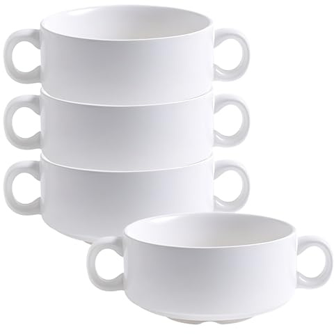 Jaamyears Suppentasse mit Griffen, 4er-Set, 350 ml, kleine Zwiebelsuppenschüssel, ofenfest, für Frühstück, Milch, Desserts, Haferflocken