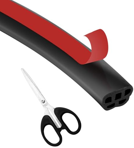VOSSOT Türdichtung Selbstklebend Set mit Schere – 5m Flexibel Auto Türdichtung & Gummidichtung für Türen, Wohnmobil, Selbstklebende Dichtung für GeräuschdäMmend, Kantenschutz Gummi Montage