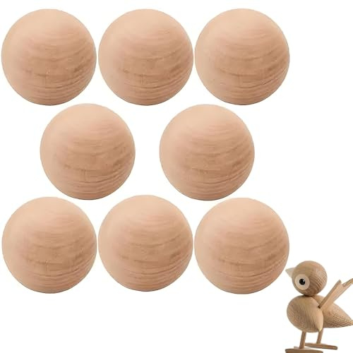 8 Stück Holzkugeln Ohne Loch 60mm, Große Holzperlen aus Buchenholz, Natur Holzkugeln zum Basteln, DIY Projekte, Dekoration & Schmuckherstellung