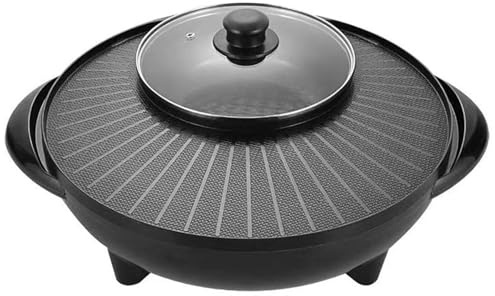 LIXSAZSE Parrilla eléctrica multifuncional diseñada para reuniones familiares. Deliciosas recetas de shabu shabu y barbacoa. Parrilla eléctrica 2 en 1 con control de temperatura, 36cm