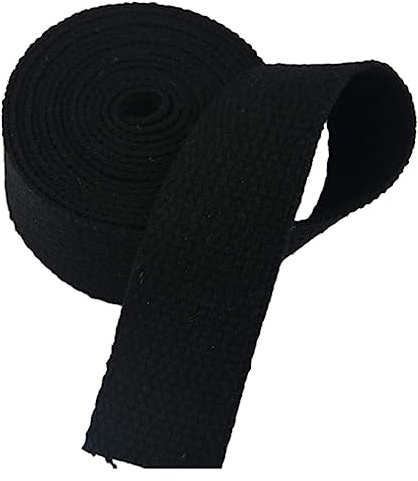 Nylonband, Bomullsband for väskor Bagage Lastband, 10 Yard/rulle(Black,25MM)