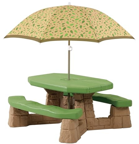 Step2 Naturally Playful Tavolo da picnic per 6 bambini con ombrellone | Set da picnic per bambino in plastica