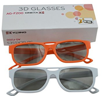 Vengogo 2 paires étui en cinéma Lunettes 3d Eyewear Blanc avec Orange AG-F200 pour LG RealD